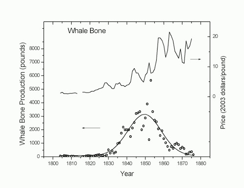 Produzione di ossa di balena e prezzi relativi