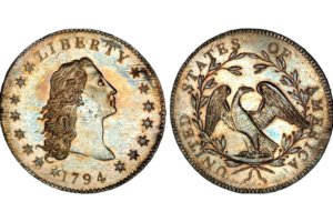 flowing hair silver dollar del 1794