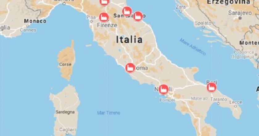 La mappa delle miniere di rottami in Italia