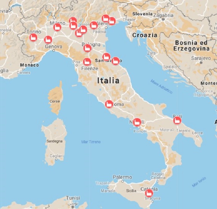La mappa delle miniere di rottami in Italia