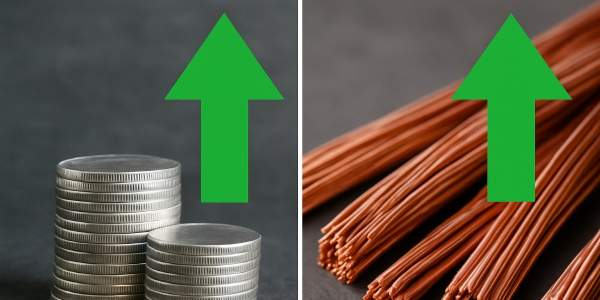 Monete d'argento e cavi di rame