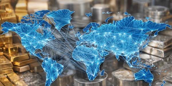 Mappa del globo sullo sfondo di metalli