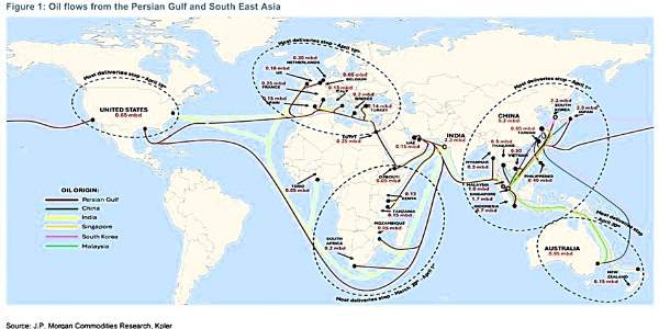 Flussi di petrolio dal Golfo Persico