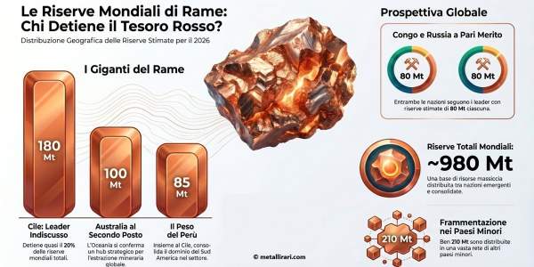 Mappa 2026 delle riserve mondiali di rame