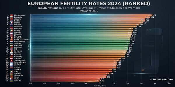 Tassi di fertilità in Europa (2024)