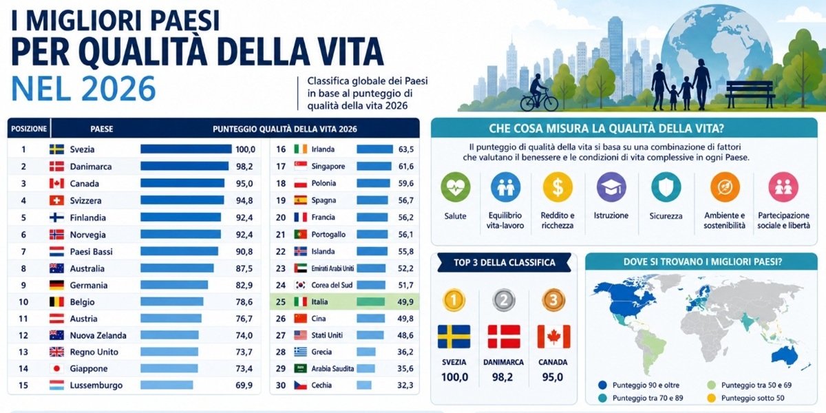 I migliori paesi per qualità della vita nel 2026